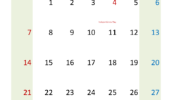 Printable Monthly July Calendar 2024 J7330