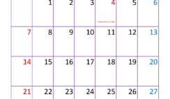 2024 July month Calendar Printable J7331