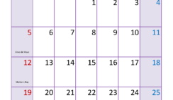 Blank May Calendar Printable 2024 M5334