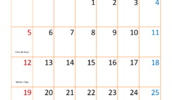 May Calendar Blank 2024 M5336