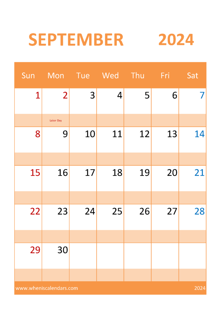Download Free September 2024 Printable Calendar A4 Vertical 94057