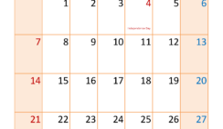 July 2024 Calendar horizontal J7339