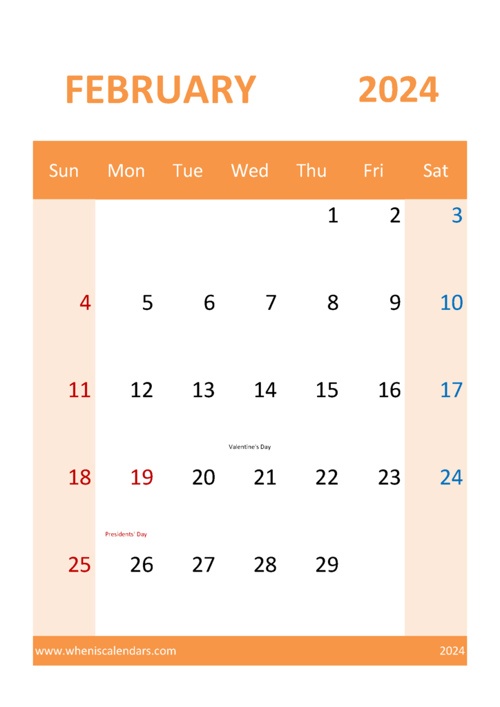 Download Blank February Calendar 2024 A4 Vertical 24060