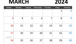 new Calendar 2024 with Holidays M3341