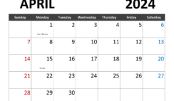 new Calendar 2024 with Holidays A4341