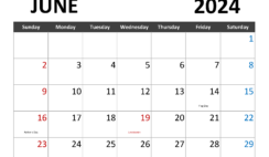new Calendar 2024 with Holidays J6341