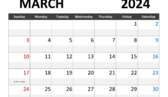 Printable Calendar March2024 M3342