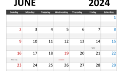 Printable Calendar June2024 J6342