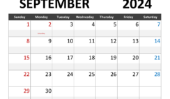 Printable Calendar September2024 S9342
