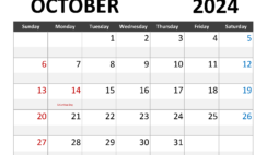 Printable Calendar October2024 O1342