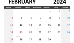 Free downloadable Calendar February 2024 F2345