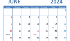 Free 2024 June Printable Calendar J6346