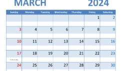 March 2024 Free Print Calendar M3347
