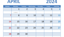 April 2024 Free Print Calendar A4347