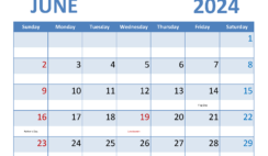June 2024 Free Print Calendar J6347