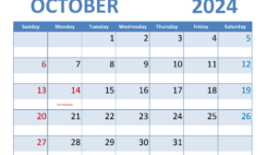 October 2024 Free Print Calendar O1347