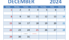 December 2024 Free Print Calendar D1347