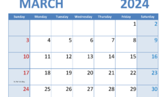 Free Mar 2024 Calendar Printable M3349