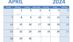 Free Apr 2024 Calendar Printable A4349