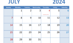 Free Jul 2024 Calendar Printable J7349