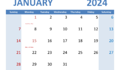 Download Blank Calendar Template January 2024 Letter Horizontal J4070