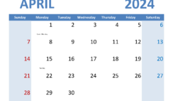 April 2024 appointment Calendar Printable A4350