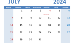 July 2024 appointment Calendar Printable J7350