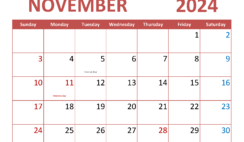 2024 November Blank Calendar Printable N1351