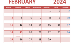 Calendar Feb 2024 Free Printable F2352