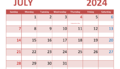 Calendar Jul 2024 Free Printable J7352