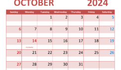 Calendar Oct 2024 Free Printable O1352