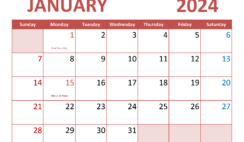 Download January 2024 Free Calendar Letter Horizontal J4073