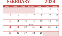 February 2024 Calendar Free Template F2353