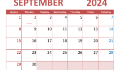 September 2024 Calendar Free Template S9353