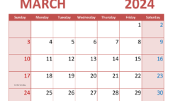 March Template Calendar 2024 M3354