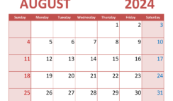 August Template Calendar 2024 A8354