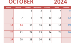 October Template Calendar 2024 O1354