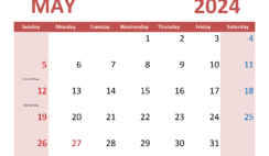 Blank Calendar May 2024 PDF M5355