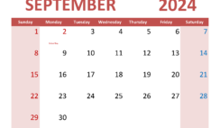 Blank Calendar September 2024 PDF S9355
