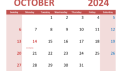 Blank Calendar October 2024 PDF O1355
