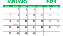 Download Calendar January 2024 Printable Free Letter Horizontal J4076