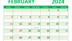 February 2024 Weekly planner Printable F2357