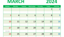 March 2024 Weekly planner Printable M3357