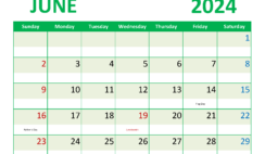 June 2024 Weekly planner Printable J6357