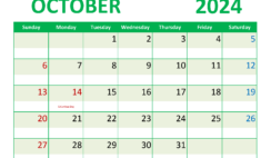 October 2024 Weekly planner Printable O1357