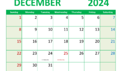 December 2024 Calendar Printable with notes D1359