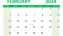 Calendar 2024 February Free Printable F2360