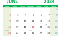 Calendar 2024 June Free Printable J6360