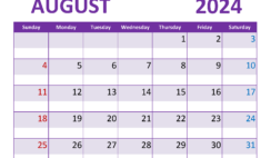 Printable Calendar Aug 2024 Free A8362