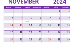 Printable Calendar Nov 2024 Free N1362